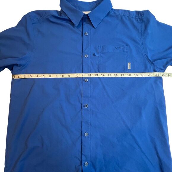 Columbia Shirt Men Large Blue Button Up Omni Shade Golf Fish Outdoor Collared - Picture 3 of 11